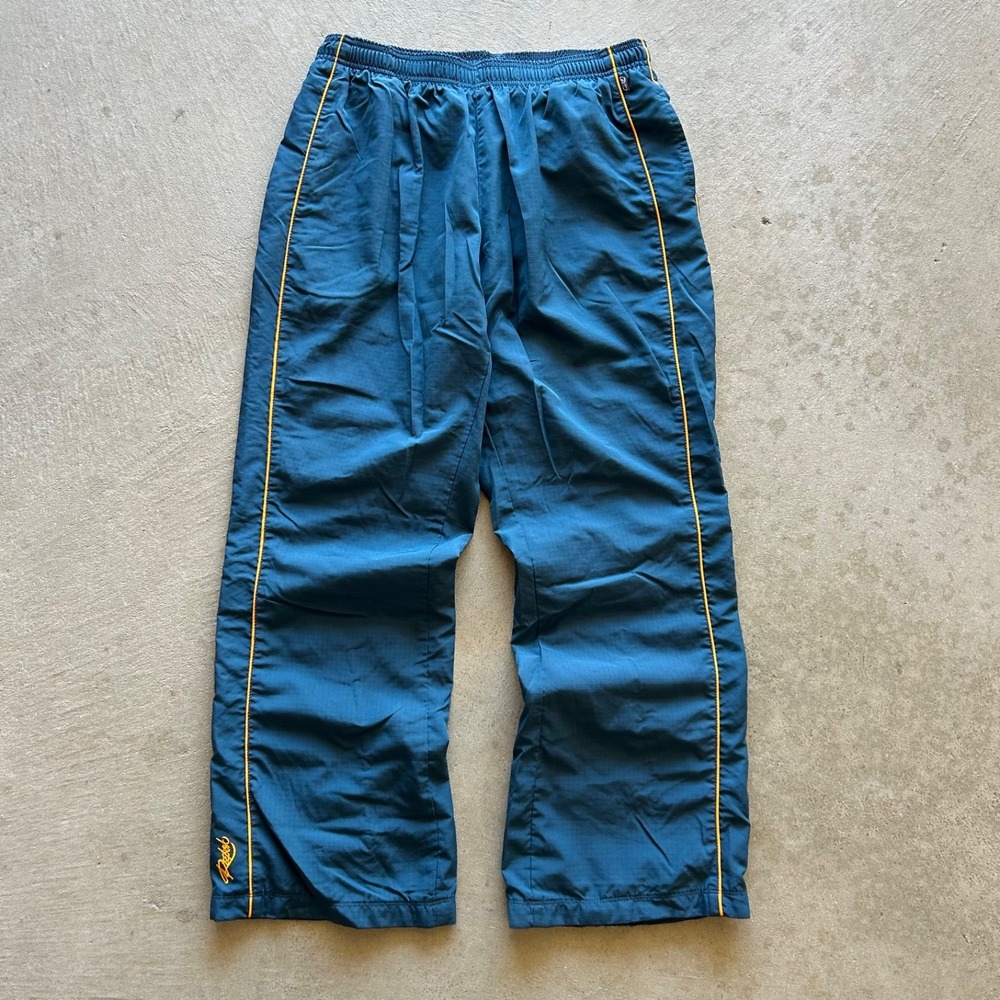 Vintage 90s Reebok Vector Track Pants Size Large Blue Yellow Lined Sweatpants